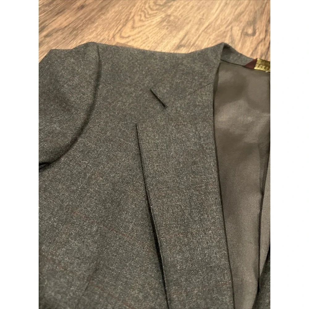 NORDSTROM Mens Blazer Sport Coat Casual Jacket Size 42R Pure Wool Plaid Gray
